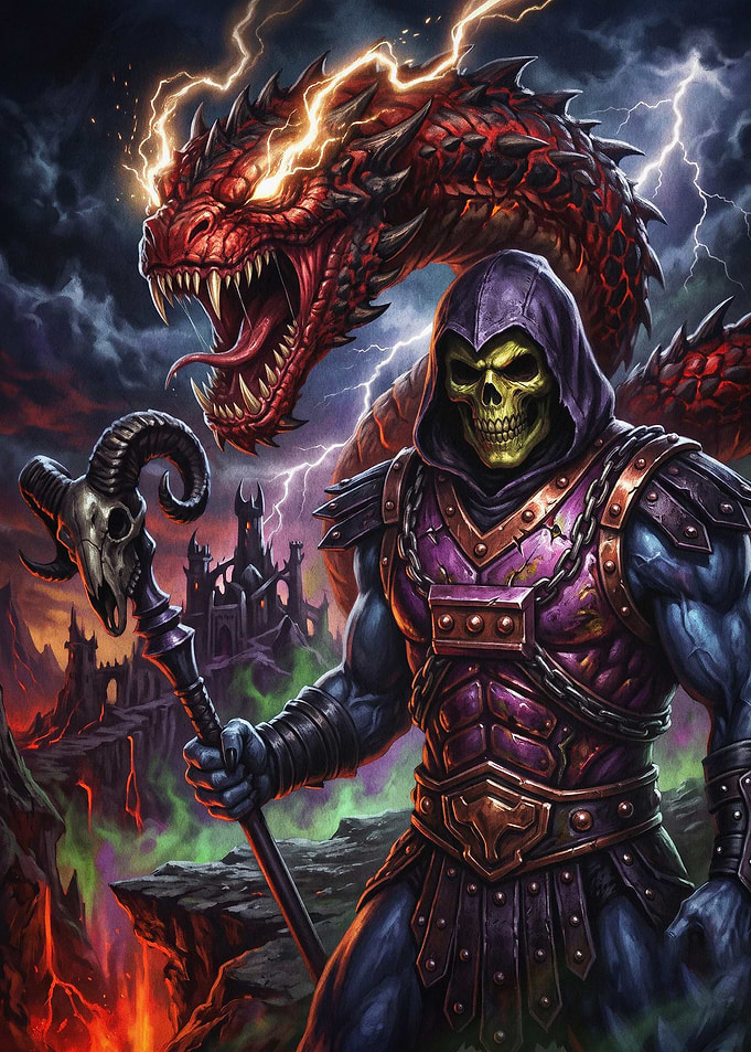 Skull Sorcerer Dragon Fantasy Art