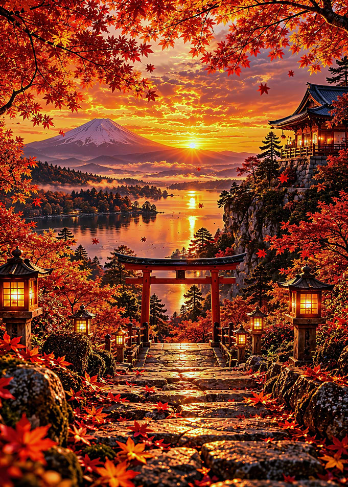 Japanese Pagoda Sunset