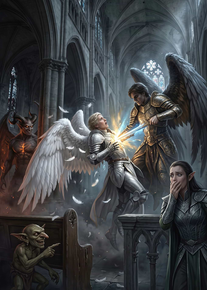 Angel Betrayal in Gothic Cathedral