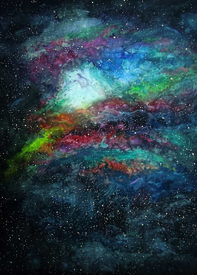 Vibrant Colorful Nebula Space Painting