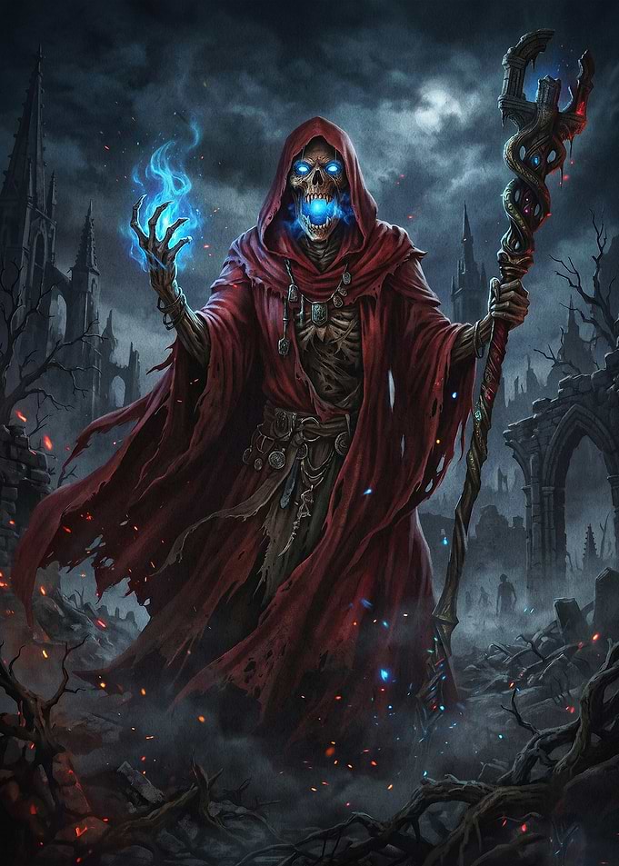 Skeleton Mage Dark Fantasy Poster
