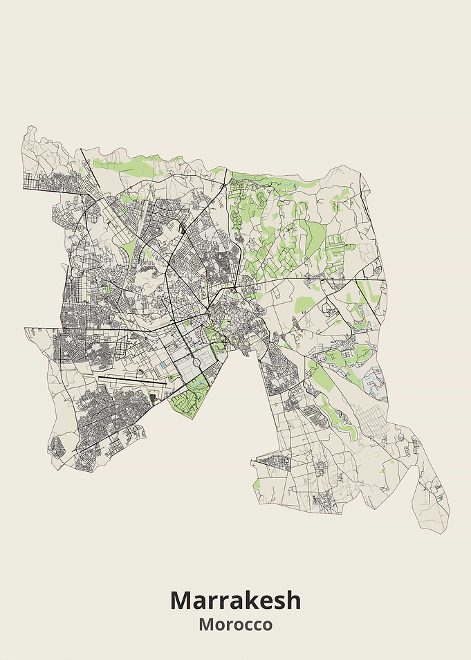 Marrakesh Morocco City Map Print