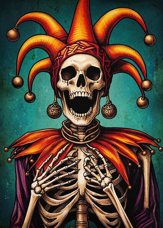 Jester Skeleton Gothic Art Poster