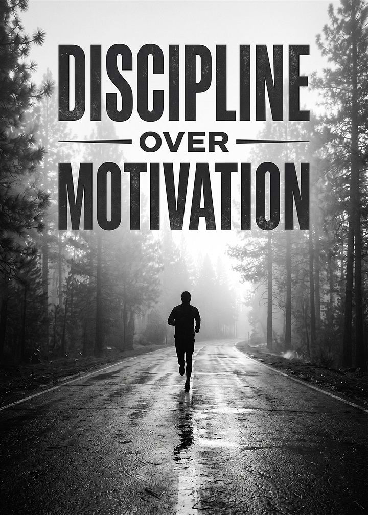 Discipline Over Motivation Running Poster