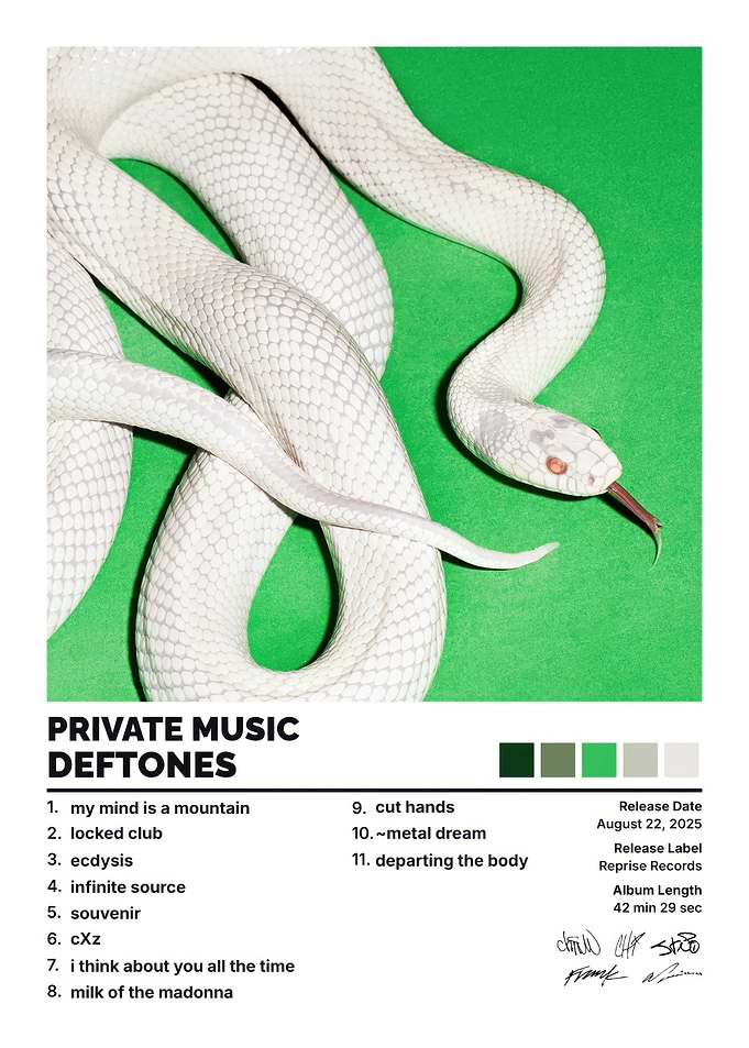 Deftones Private Music Album Poster
