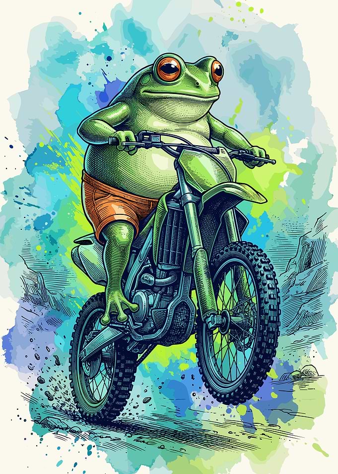 Cool Frog Riding a Dirt Bike