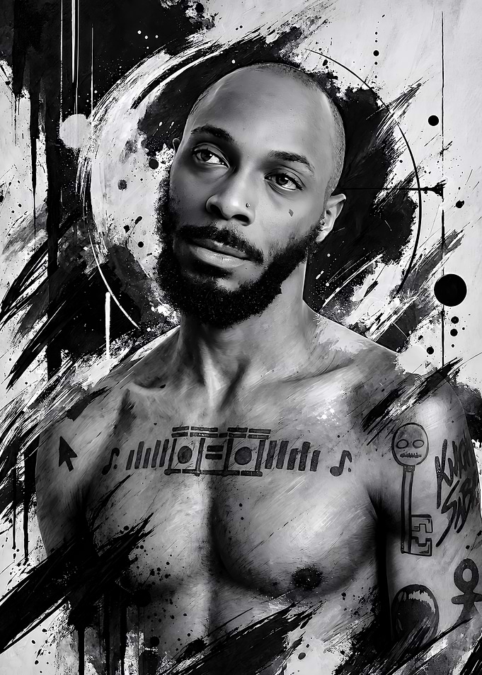 Abstract Portrait of Bearded Man