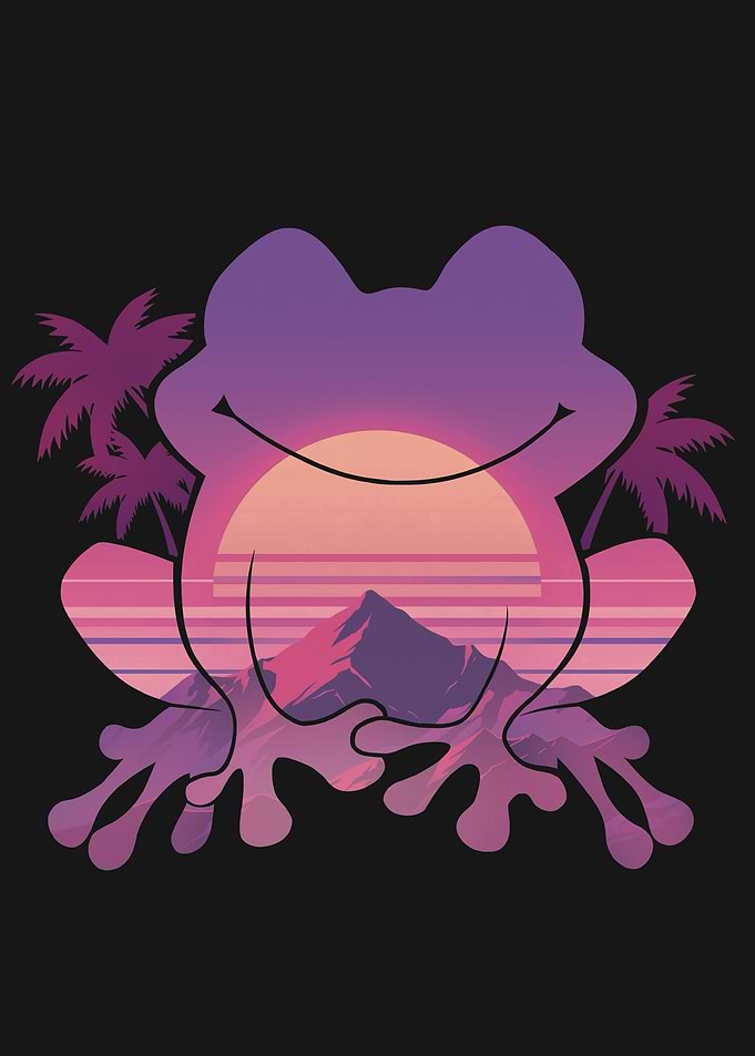 Cute Frog Tropical Vaporwave