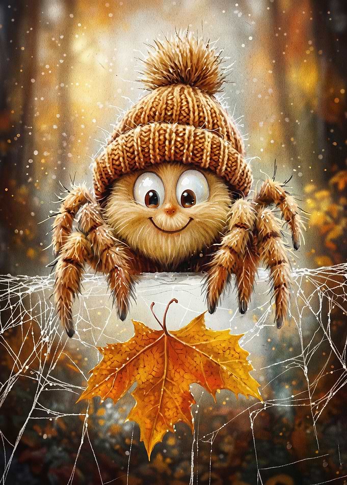 Cute Spider Autumn Forest Art