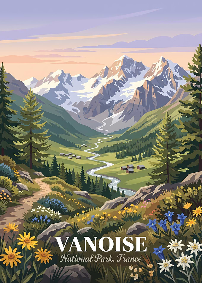 Vanoise National Park France Travel Poster