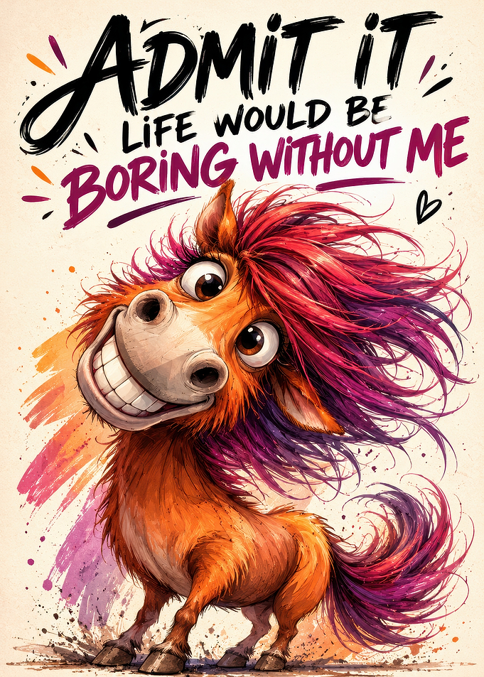 Funny Horse Cartoon Poster