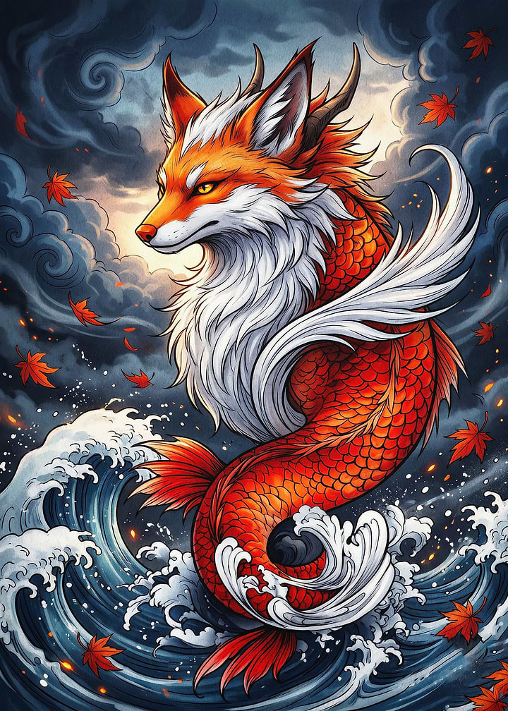 Fox Koi Fish Fantasy Art