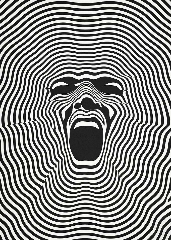 Screaming Face Optical Art Poster