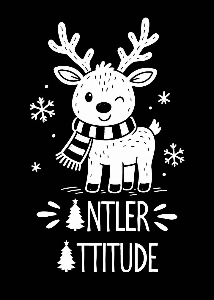 Cute Antler Attitude Reindeer Illustration
