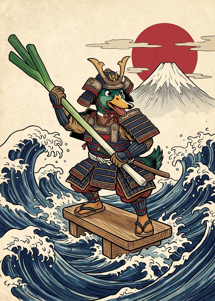 Samurai Duck with Leek Weapon