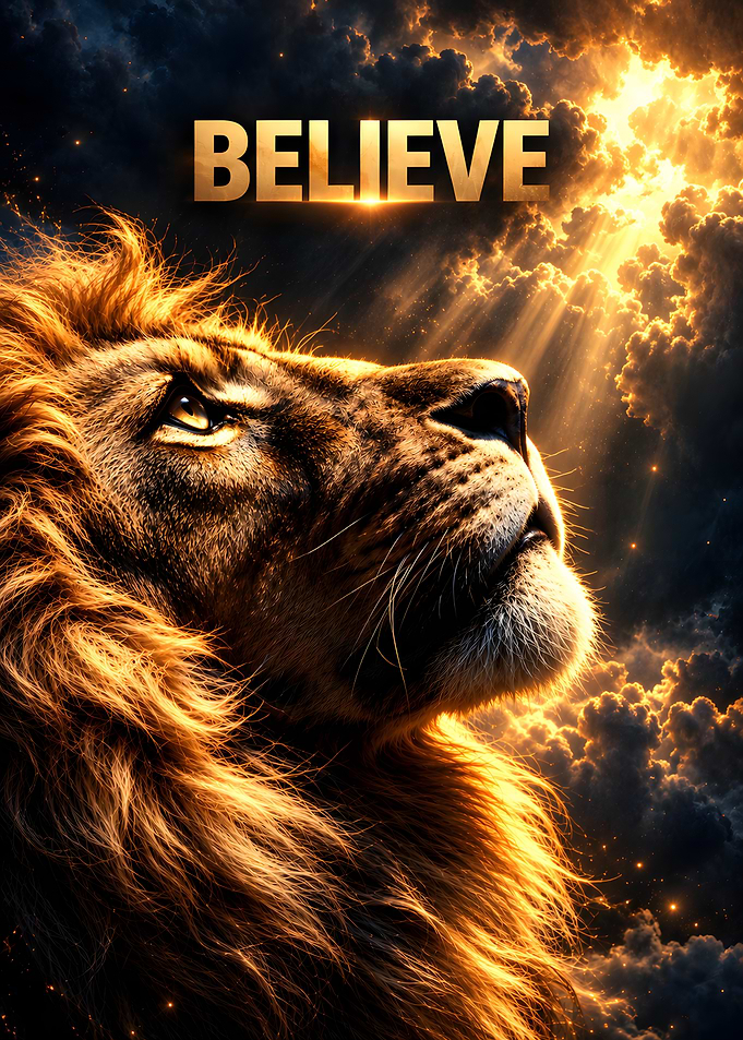 Majestic Lion Believe Inspirational Poster