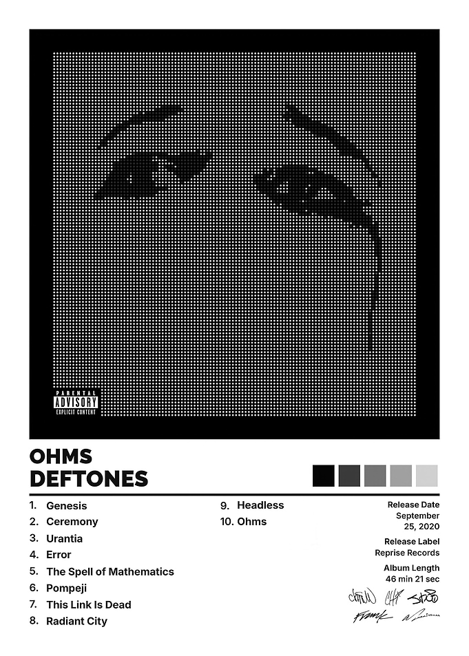 Deftones Ohms Album Minimalist Poster