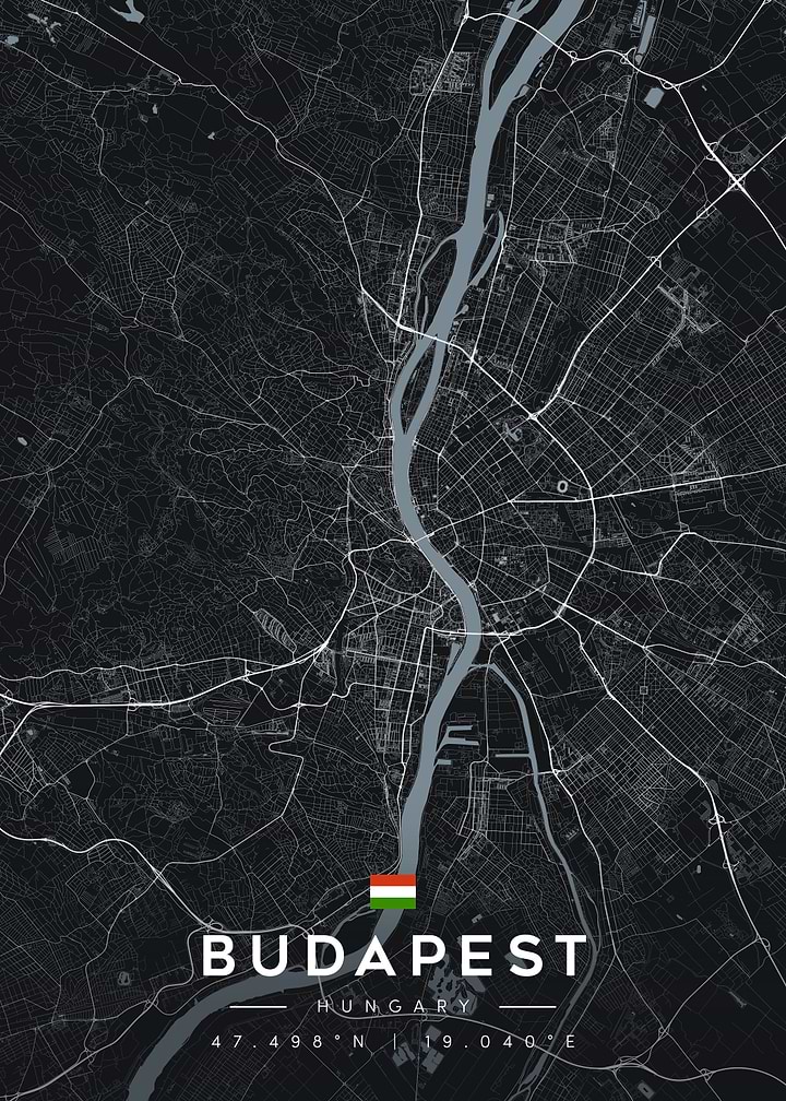 Budapest City Map Poster