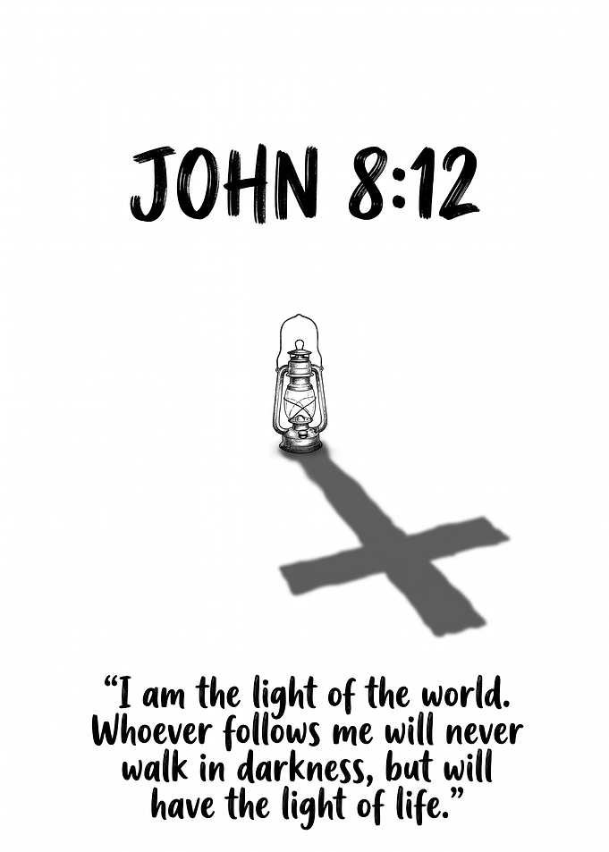 John 8:12 Lantern Cross Shadow Art