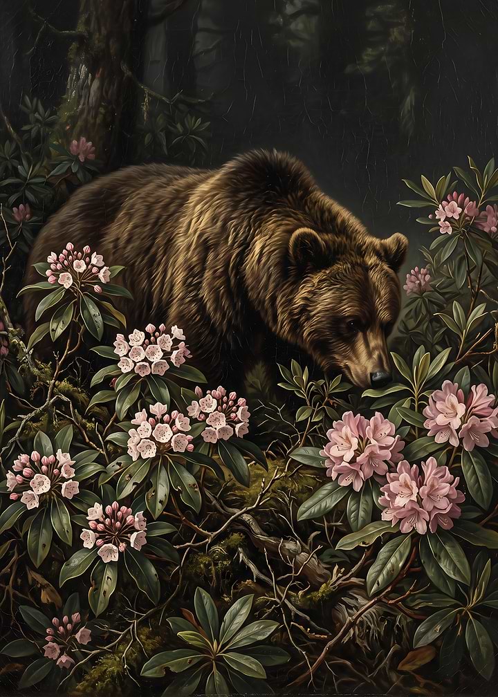 Brown Bear in Rhododendron Forest