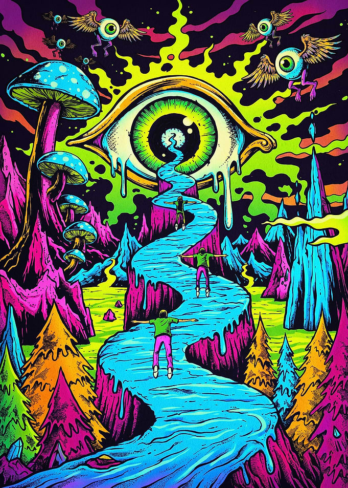 Trippy Eye Acid Mushroom Surreal Ar