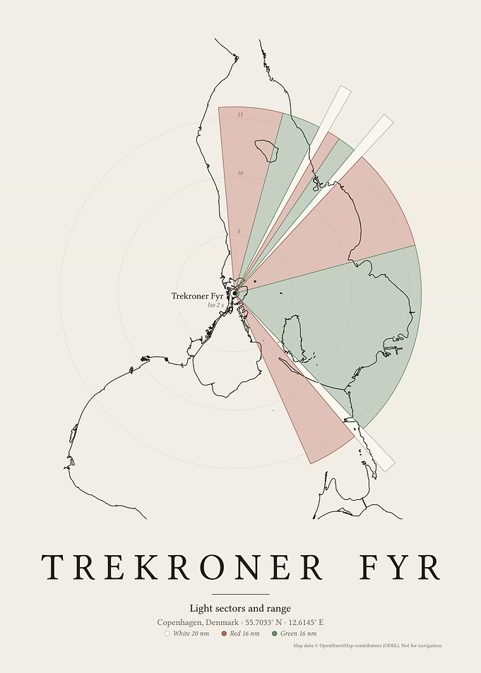 Trekroner Lighthouse Copenhagen Light Sectors