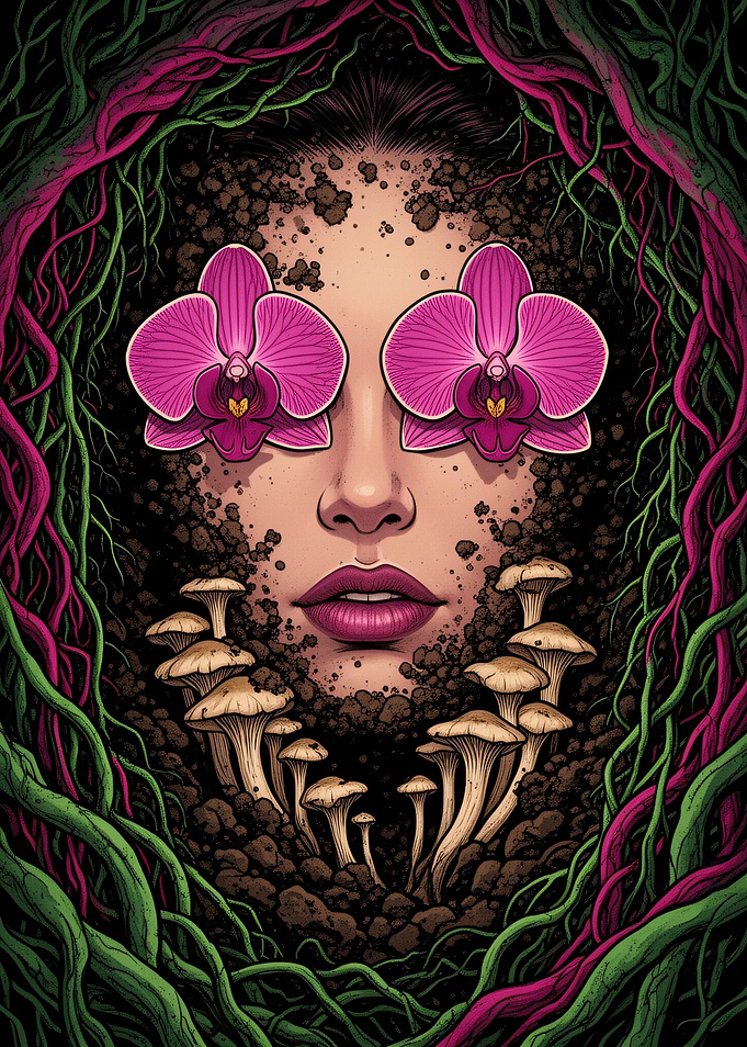 Surreal Woman Emerging from Earth