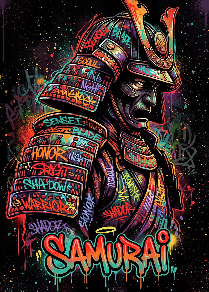 Graffiti Style Samurai Warrior Portrait