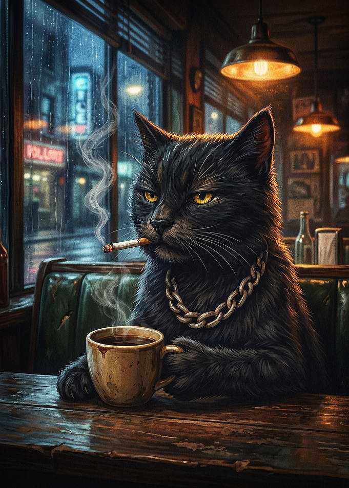 Cool Cat Diner Coffee Moody Art