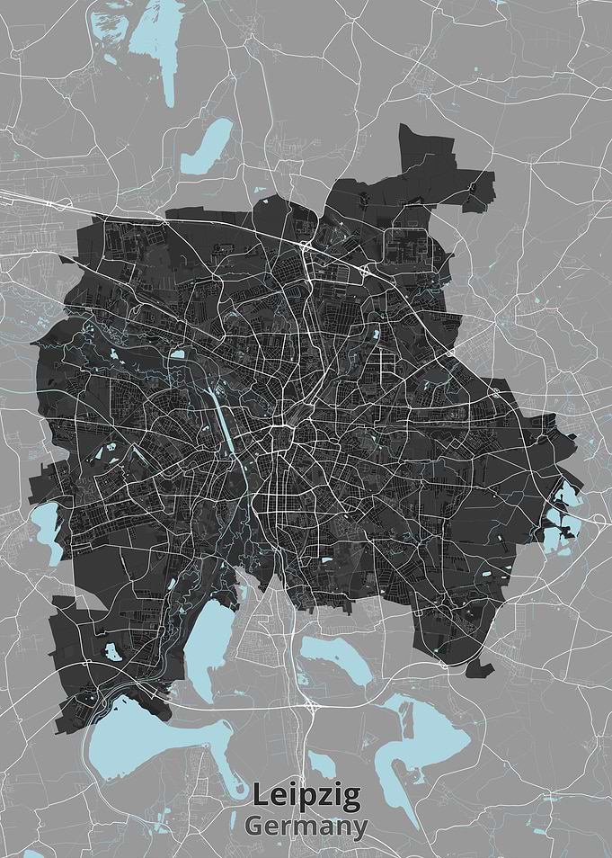 Minimalist Map of Leipzig, Germany