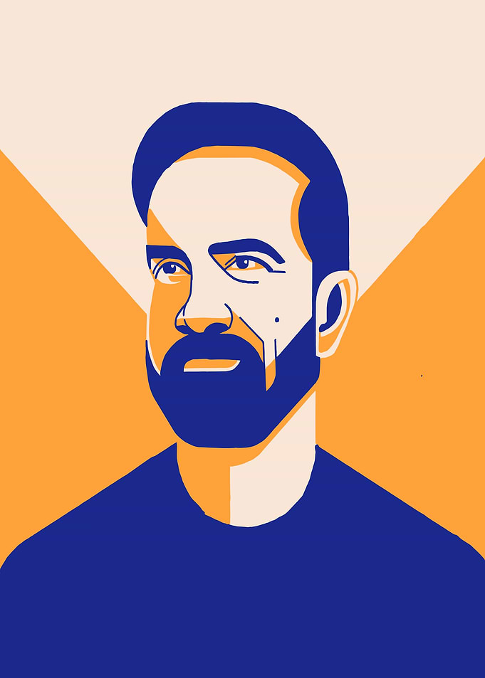 Zohran Mamdani Minimalist Portrait of a Bearded Man