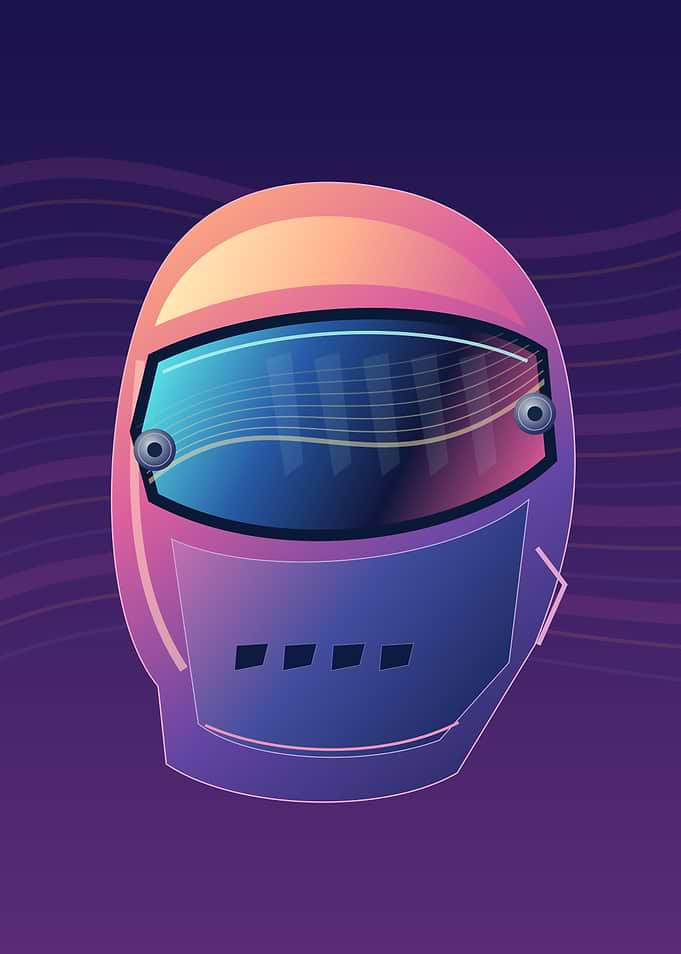 Retro Synthwave Astronaut Helmet Illustration