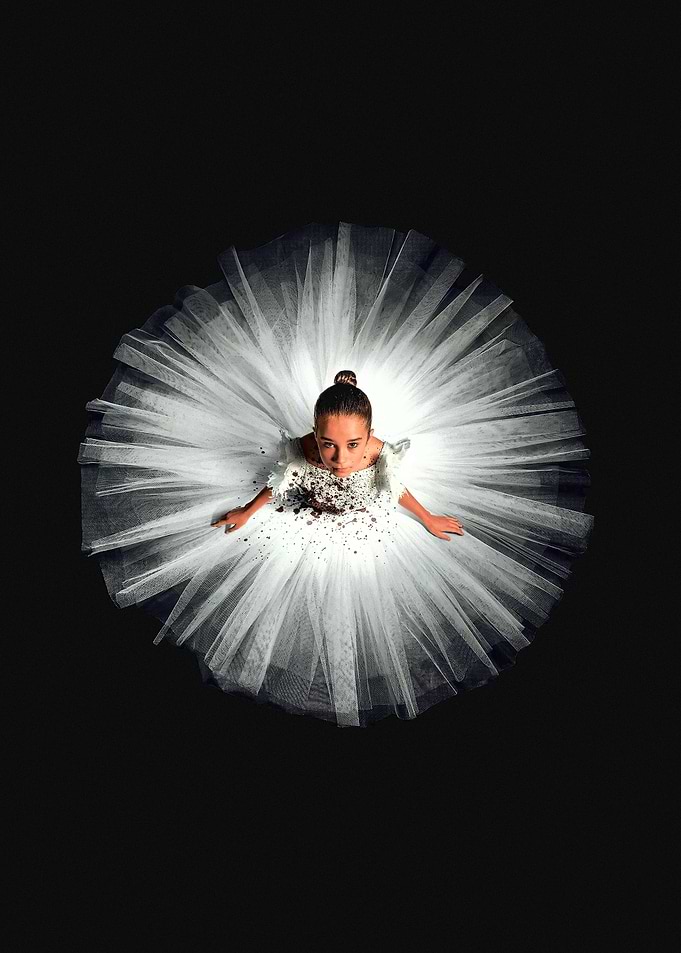 Ballerina in White Tulle Tutu