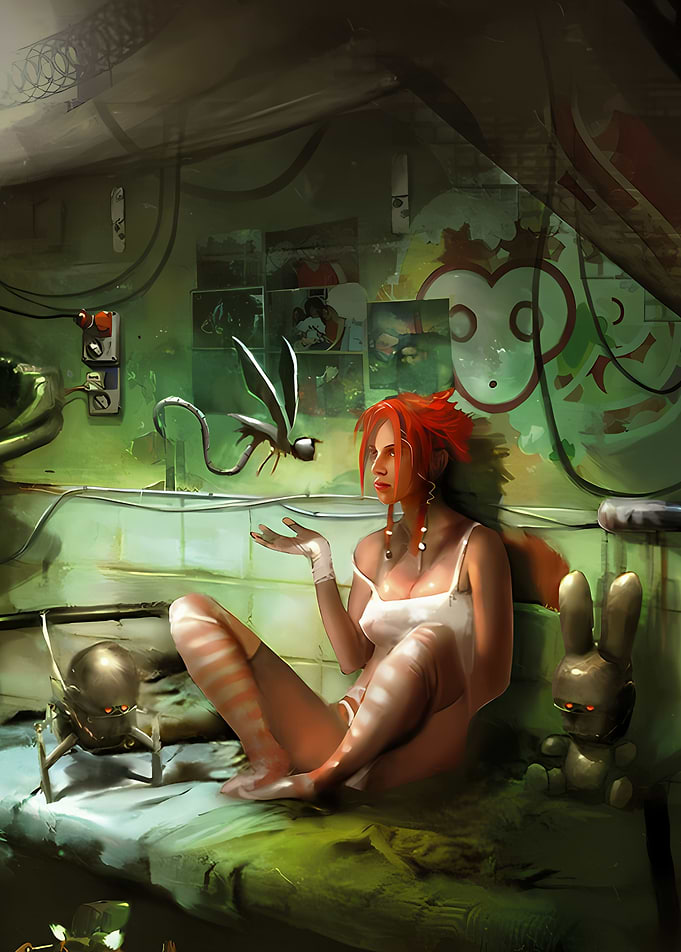 Girl with Robotic Companions