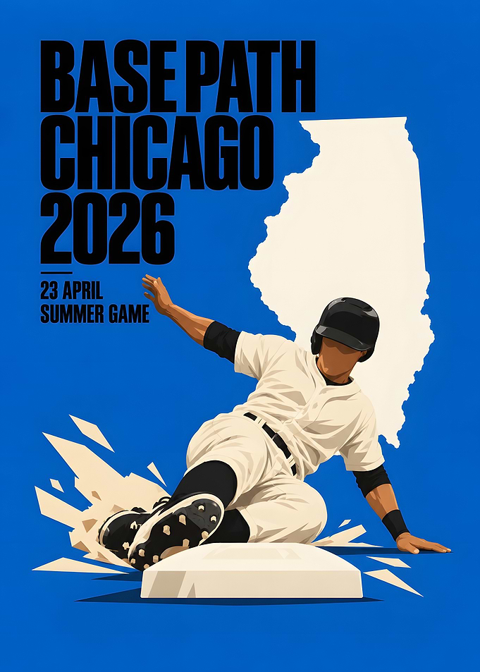Chicago Baseball Slide Into Base Poster