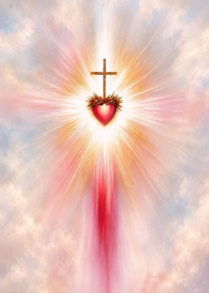 Sacred Heart of Jesus with Cross