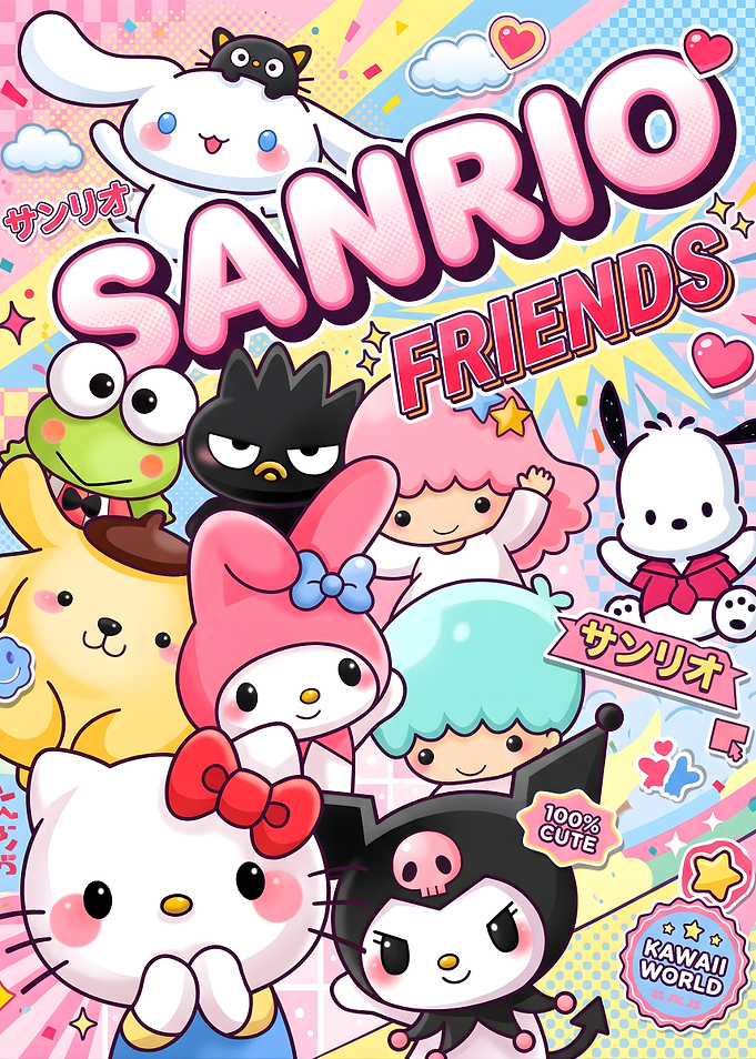 Sanrio Friends Kawaii Character Collage