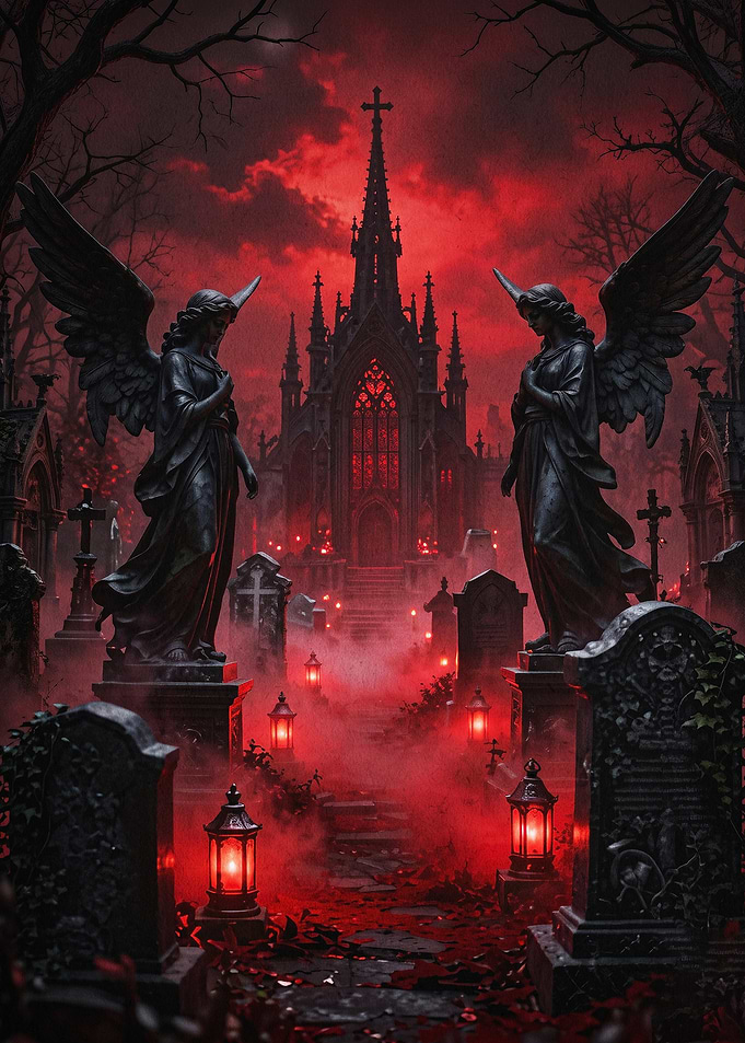 Gothic Cemetery Dark Angel Art