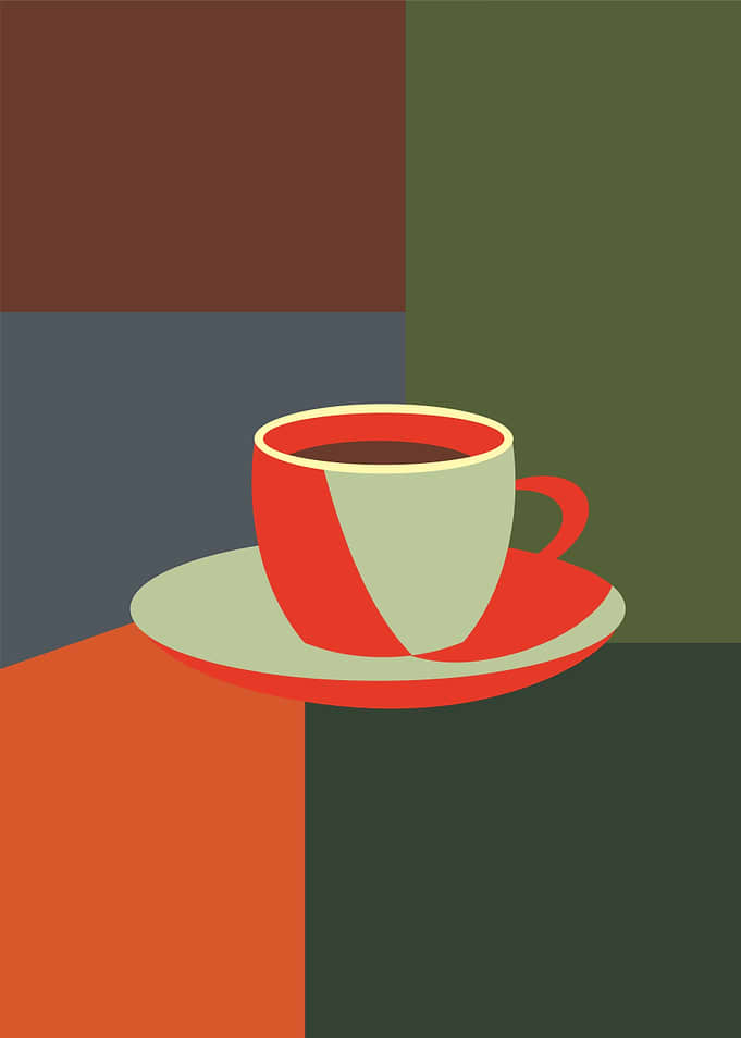 Minimalist Geometric Coffee Cup Illustration