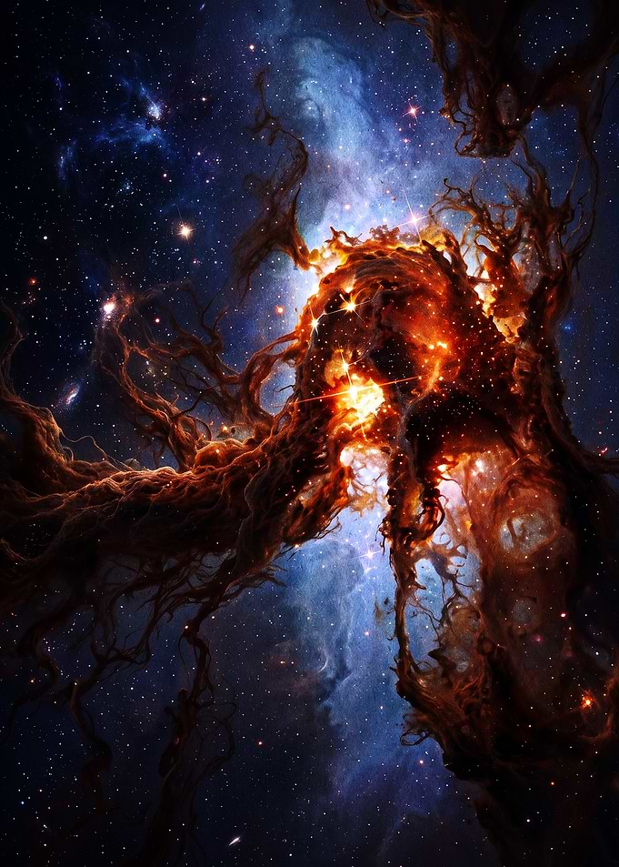 Vibrant Cosmic Nebula and Star Cluster