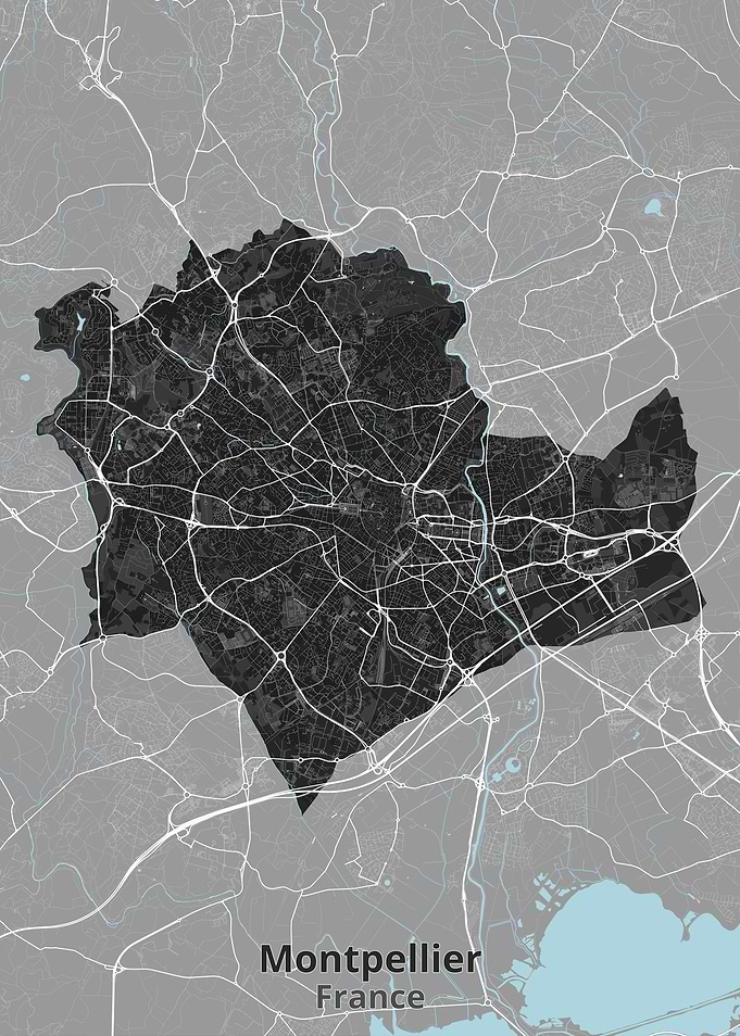 Montpellier France City Map Print