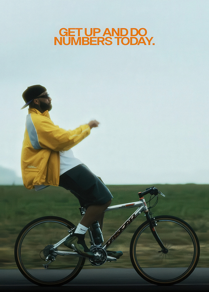 Man Cycling with Inspirational Quote