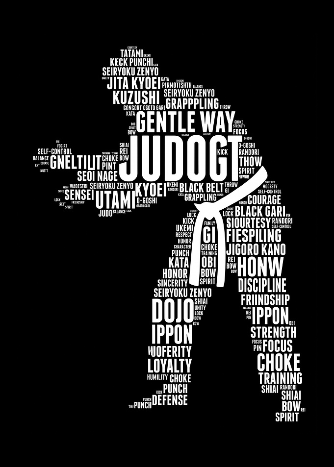 Judo Typography Silhouette Art