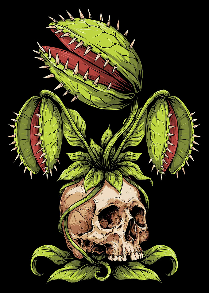 Venus Flytrap Growing From Human Skull