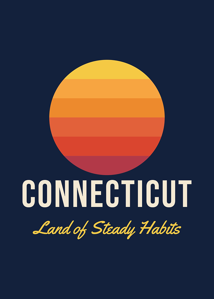 Connecticut Land of Steady Habits Retro Sunset