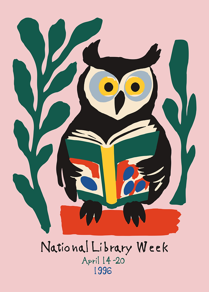 Vintage National Library Week Owl Poster