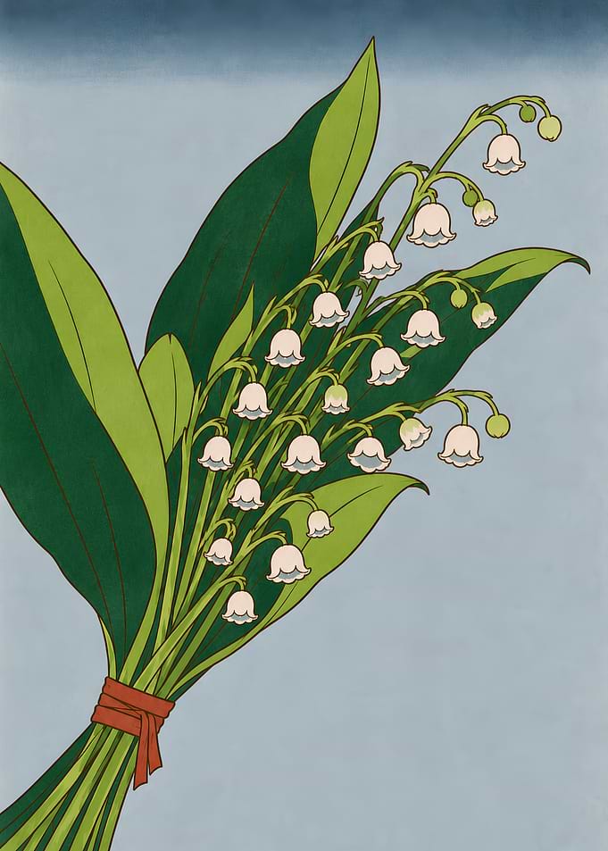 Lily of the Valley Bouquet – Japanese Woodblock Print Art