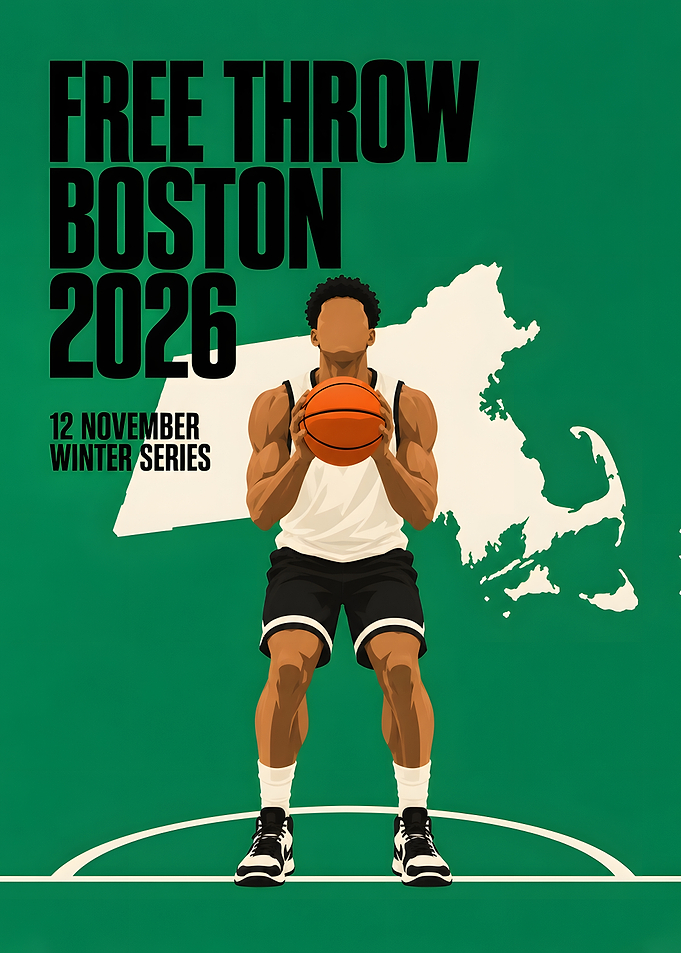 Boston Basketball Free Throw Green Poster