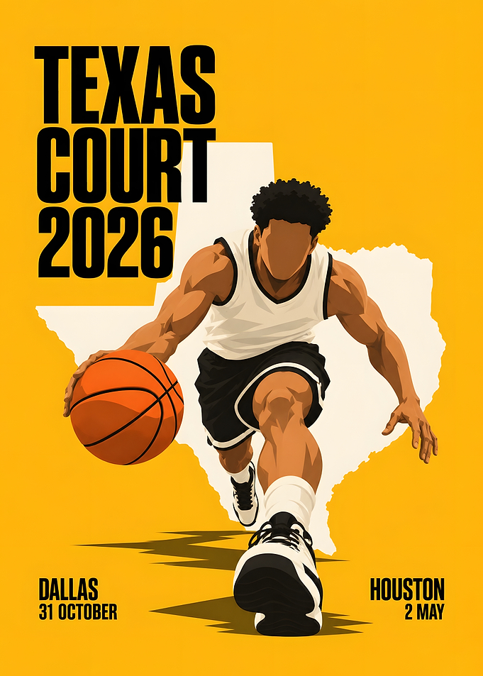 Texas Basketball Court Dribble Drive Poster