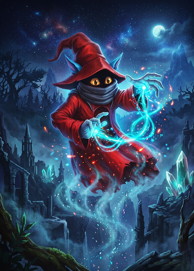 Wizard Cat Magic Fantasy Art Poster